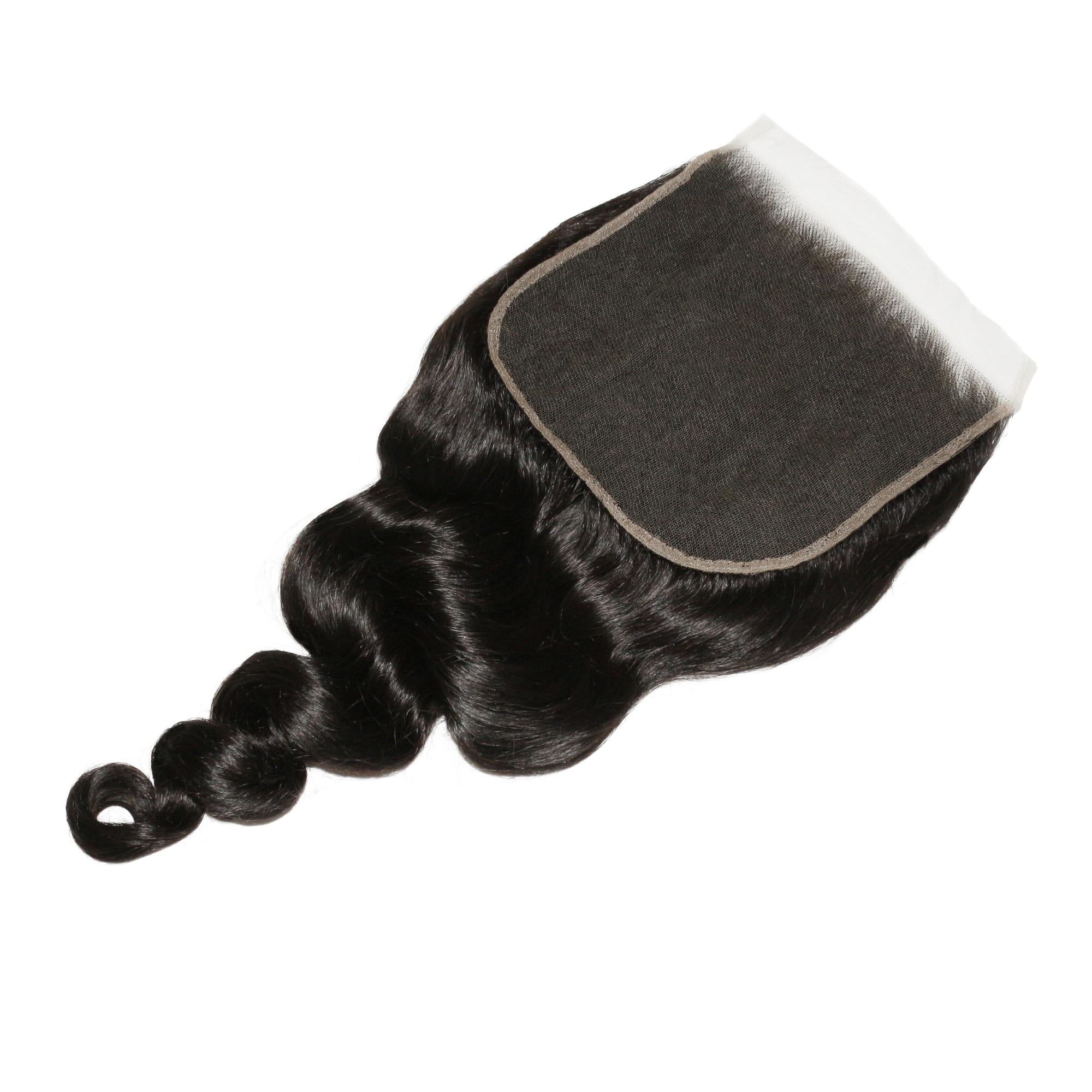 ルーズウェーブ 7x7 HDレース 人毛クロージャー