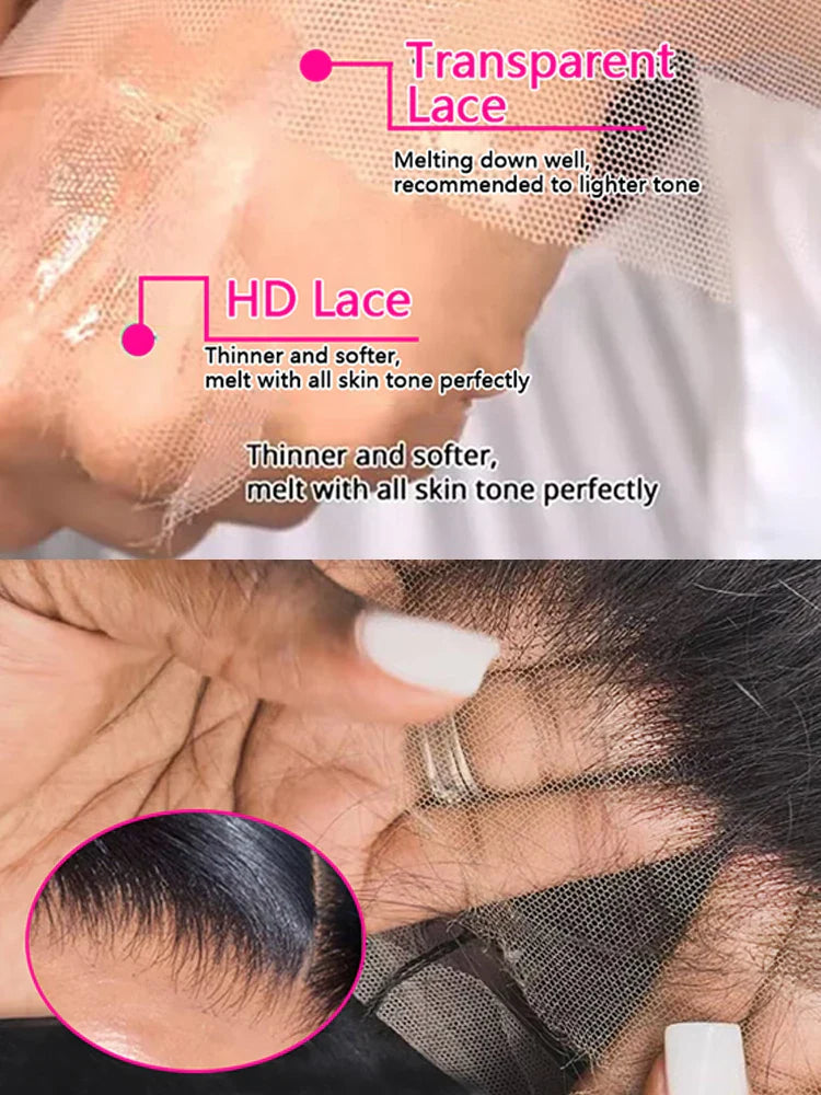 40 46 Inch 13x4 13x6 HD Transparent Bone Straight Lace Front Wigs 220 Density Brazilian Human Hair Wigs For Women