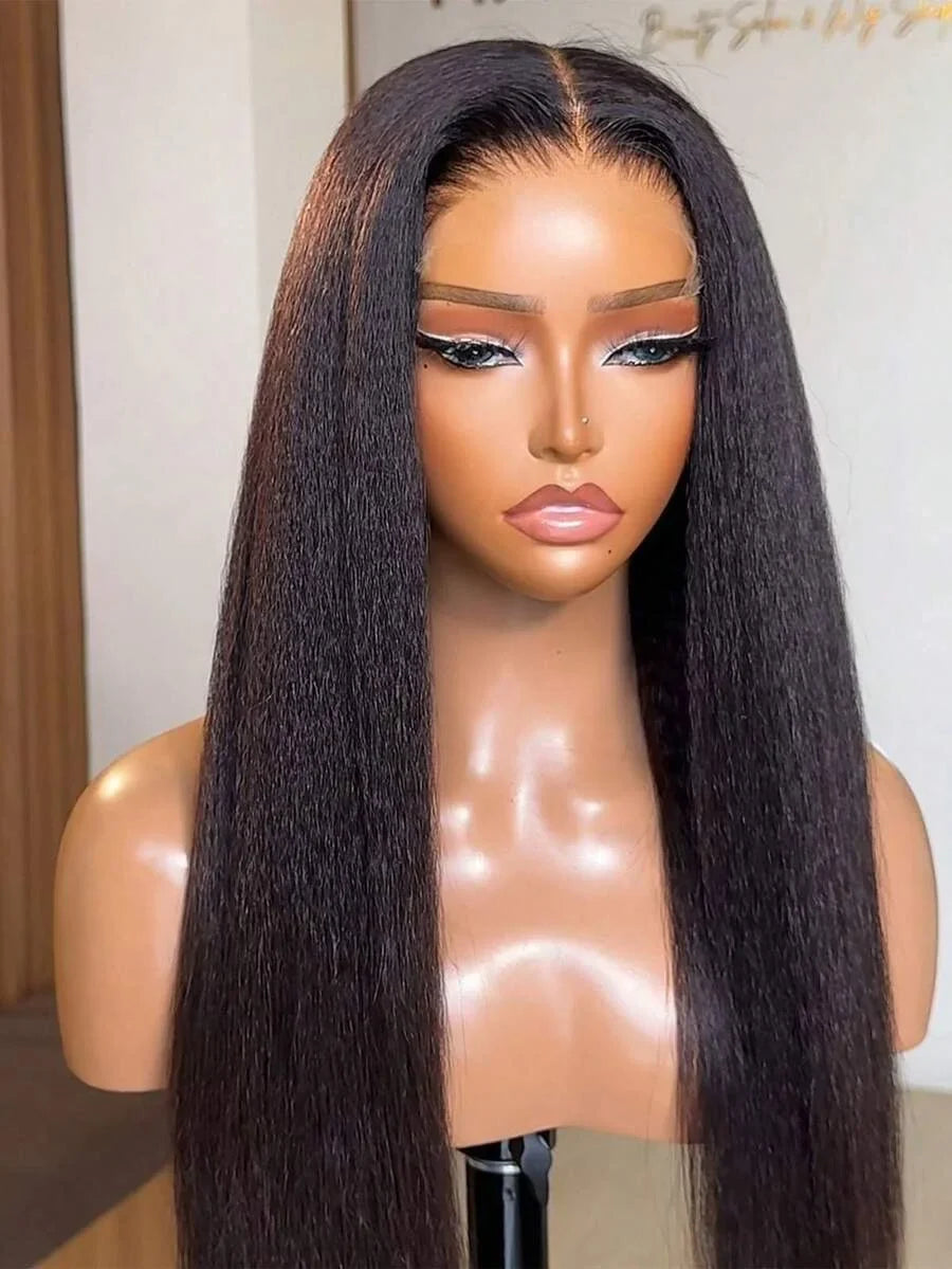 Kinky Straight Human Hair Wigs13x4 Glueless Wig 5x5 HD Lace Front Human Hair Wigs Yaki Straight Frontal Lace Wig for Black Women Ready to Go
