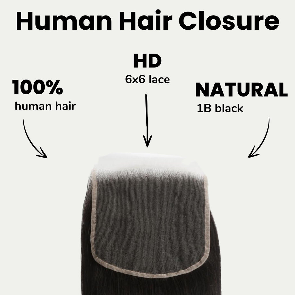 Straight 6x6 HD Lace Human Hair Closure